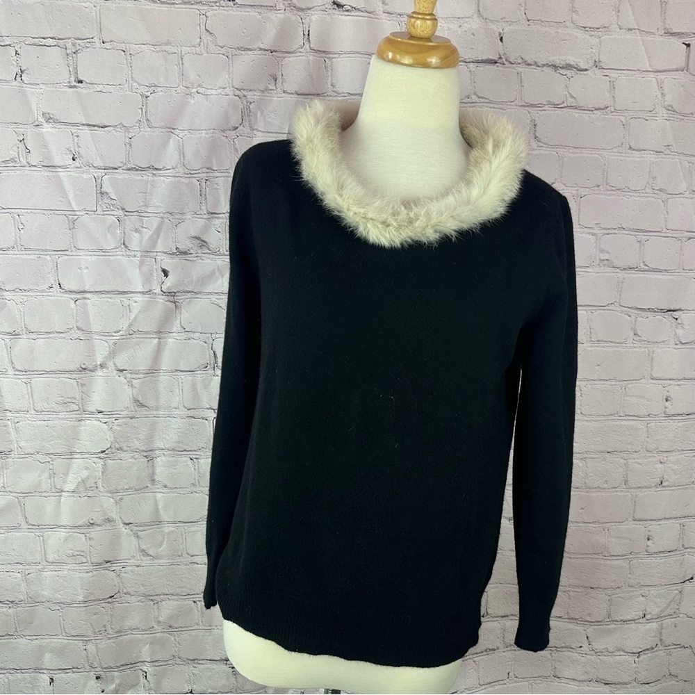 Rachel Riley cashmere Sweater Cream Faux Fur Collar sz 3 (Lg) see size info